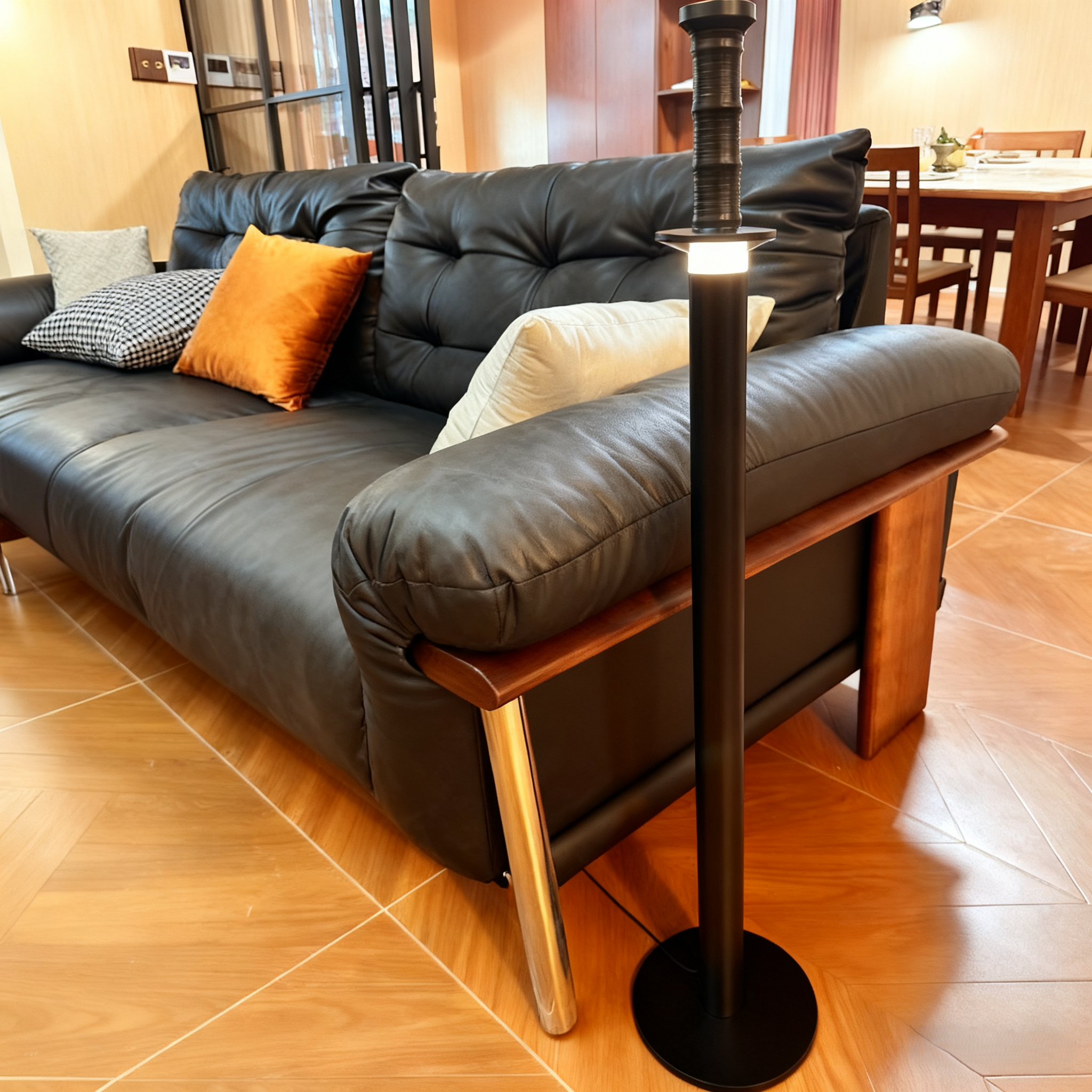 Sword-Inspired Floor Lamp – Black/White Adjustable Standing Light